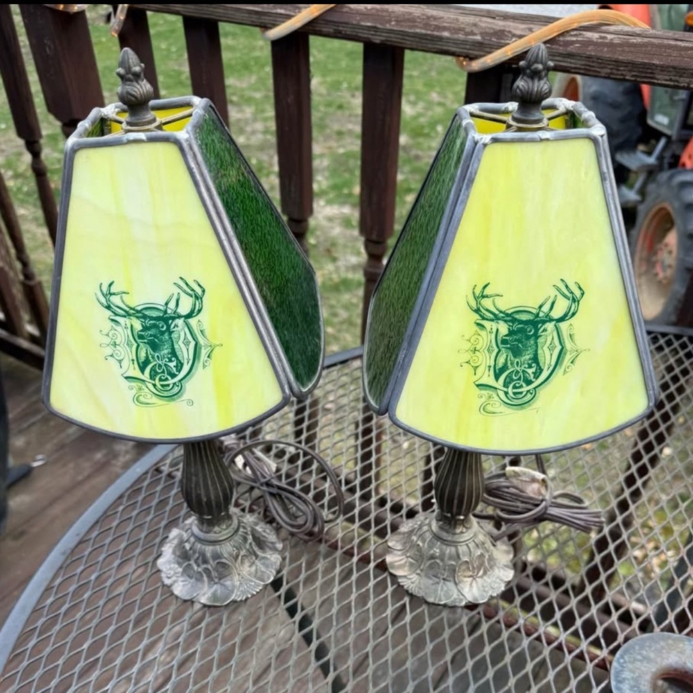 John Deere Stained Glass Table Lamps ***SET OF 2***** *VERY RARE*